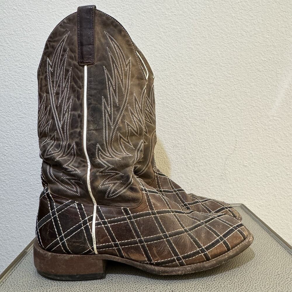 HP Brown Plaid Leather Cowboy Boots. #HP1082. Size 10 EE